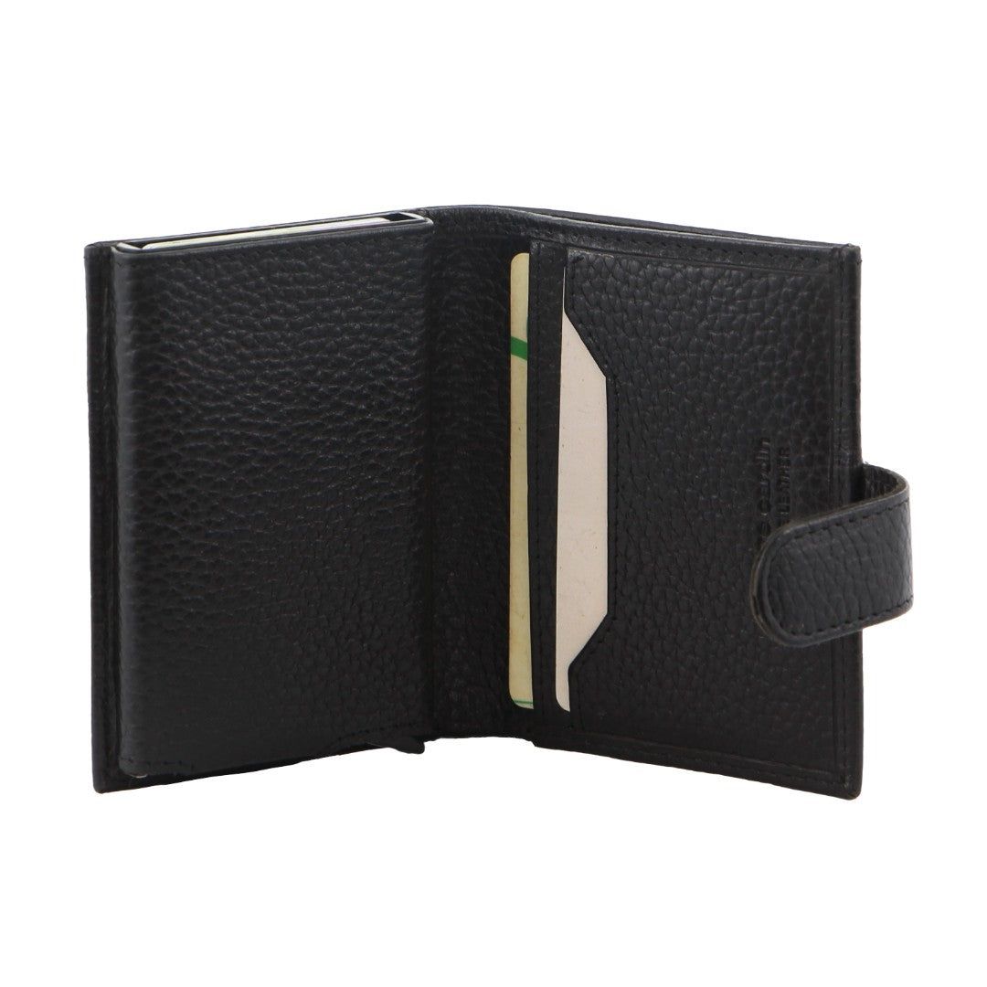 Black Pierre Cardin Leather Smart Slide Card Holder Tab Wallet | 9386-HVMTC