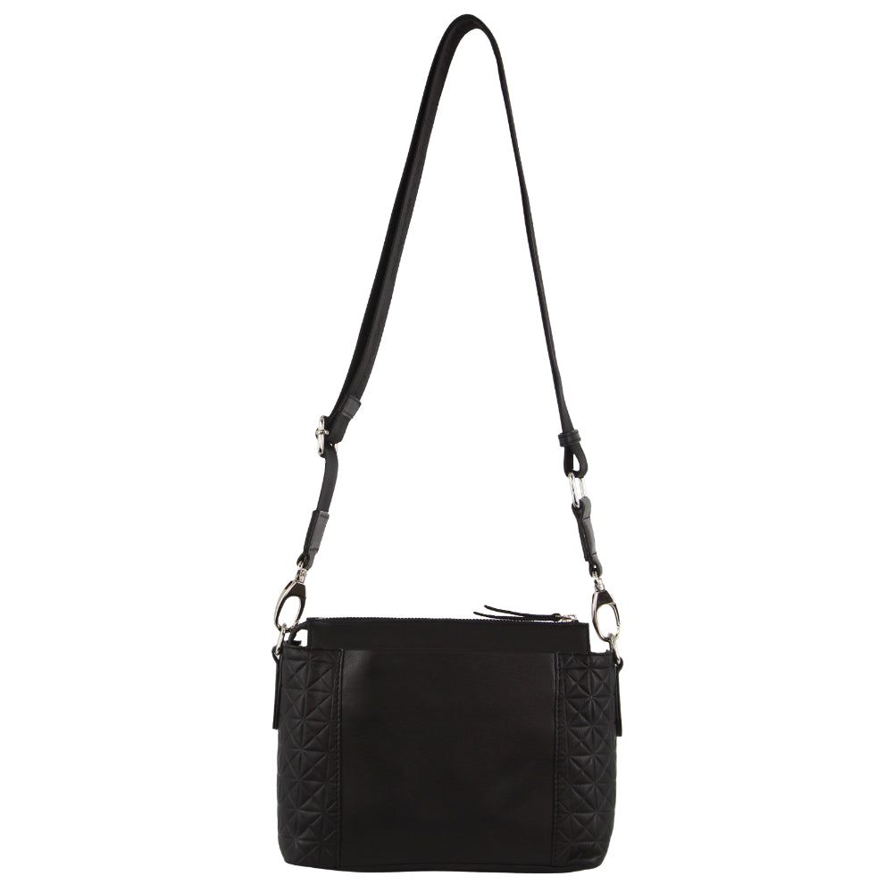 Black Pierre Cardin Leather Square Crossbody Bag | 0384-FLNKA