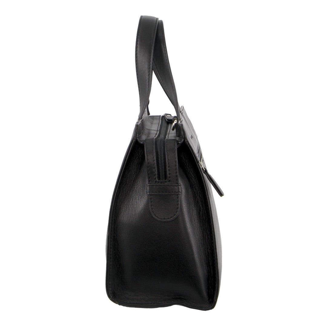 Black Pierre Cardin Leather Stitch-design Tote Bag | 5728-TUJYW