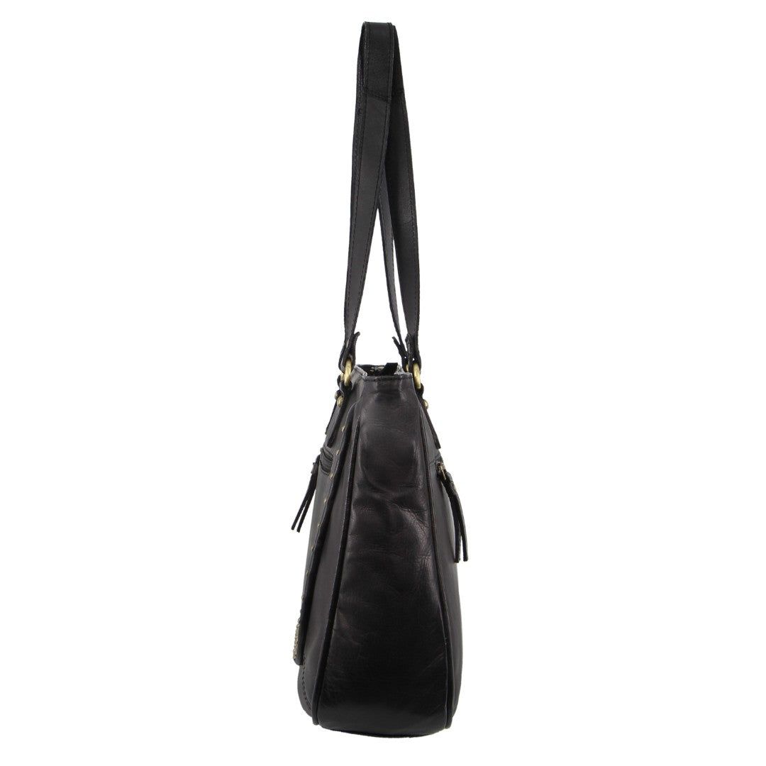 Black Pierre Cardin Leather Stud Detail Tote Bag | 0691-IDXBL