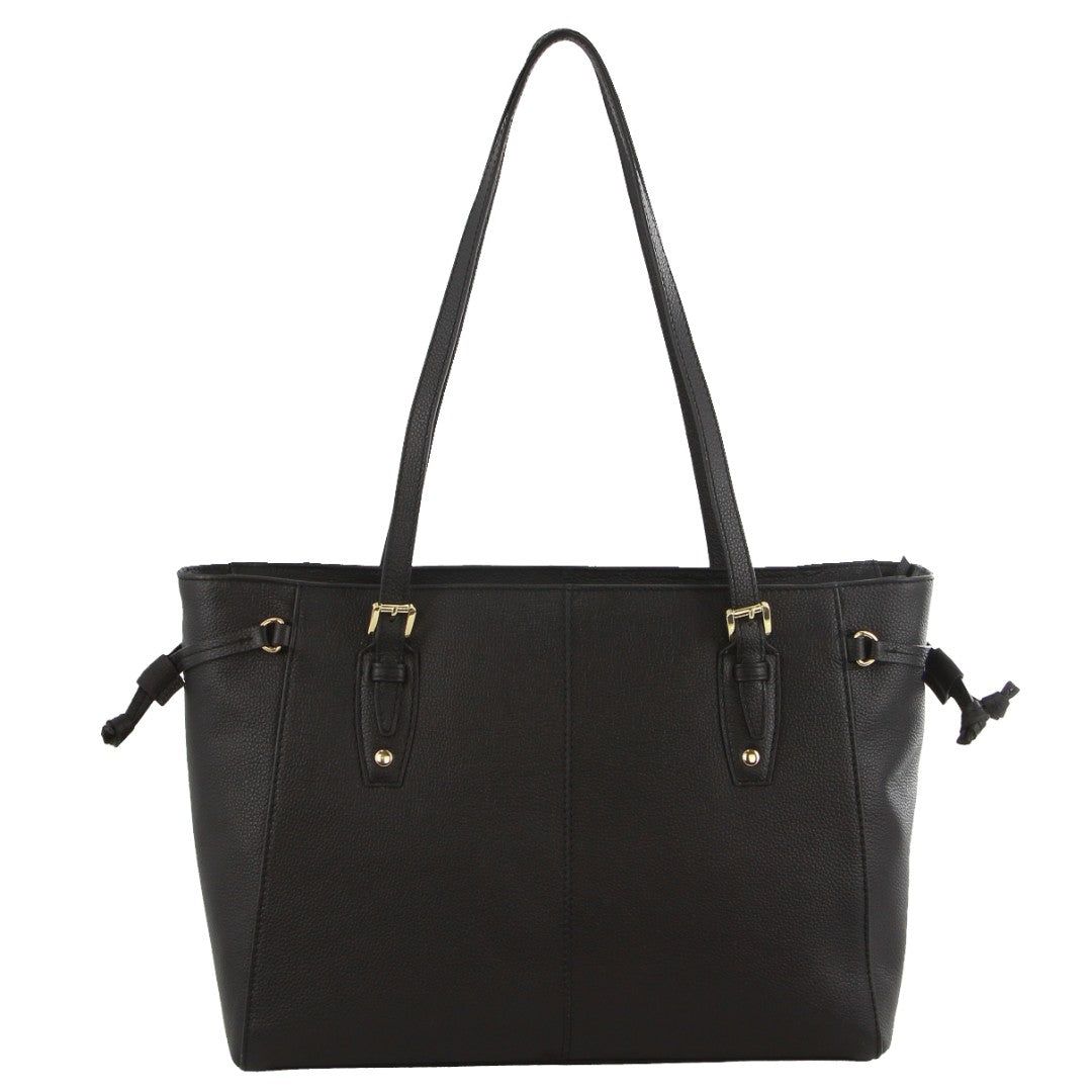 Black Pierre Cardin Leather Tote Bag | 3842-NGZLE