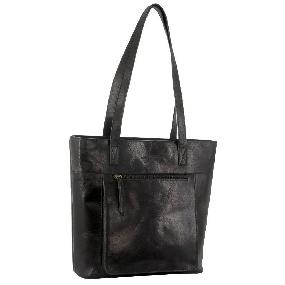 Black Pierre Cardin Leather Tote Bag | 9345-YNXOM