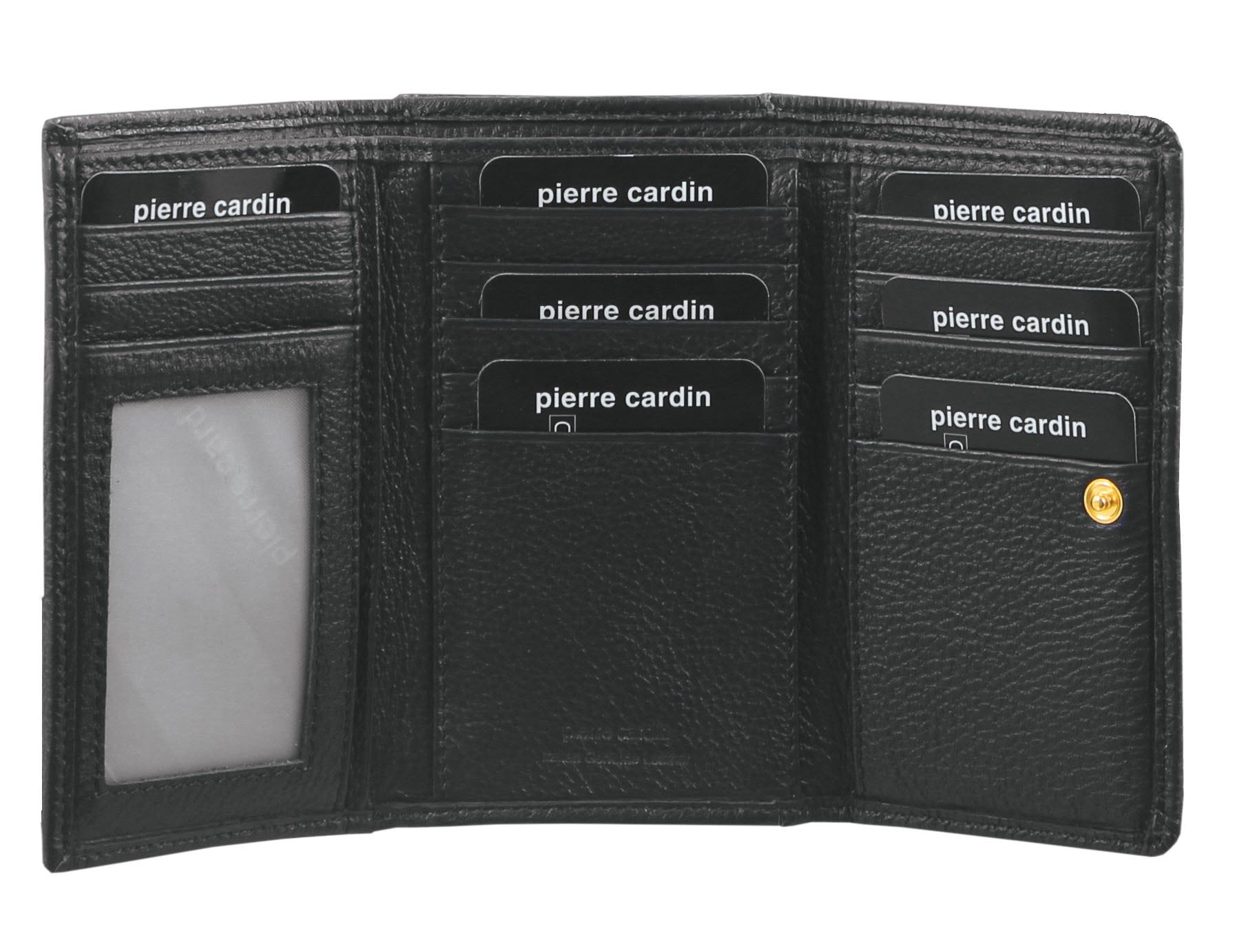 Black Pierre Cardin Leather Tri-Fold Wallet | 9721-OVBNP