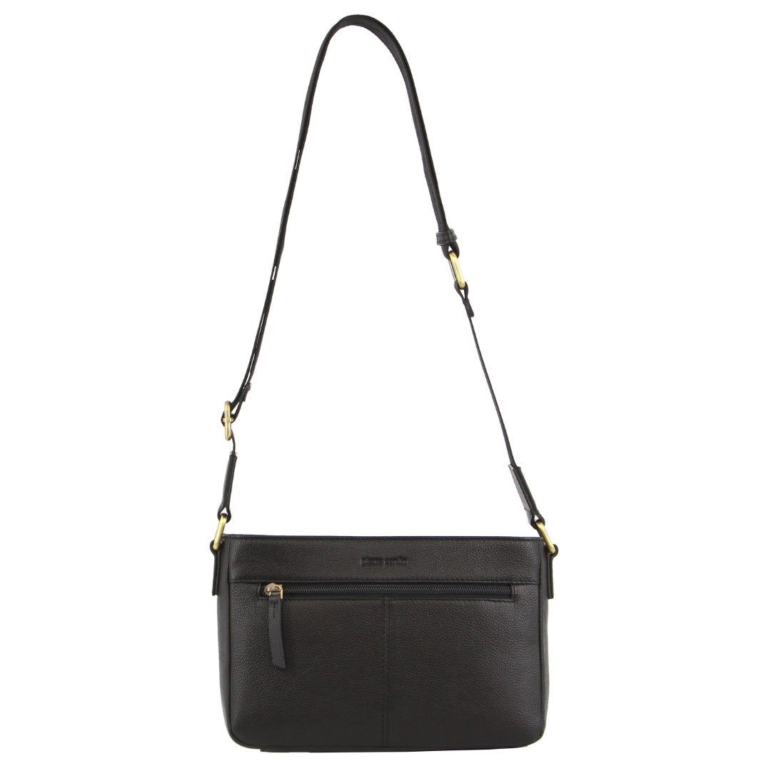 Black Pierre Cardin Leather Webbing Strap Crossbody Bag | 4068-FXCKQ