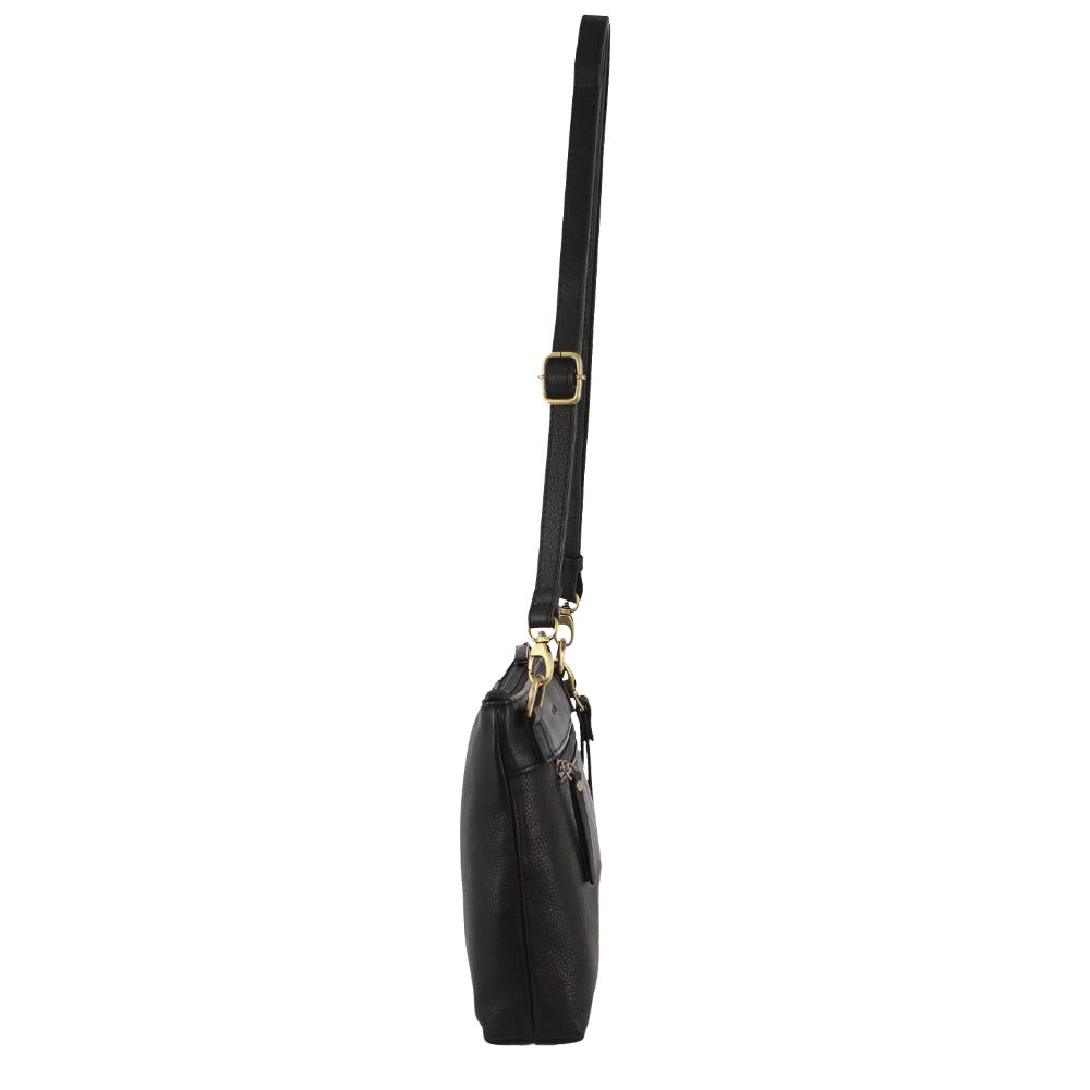 Black Pierre Cardin Leather Wristlet Crossbody Bag | 1456-JBLPN