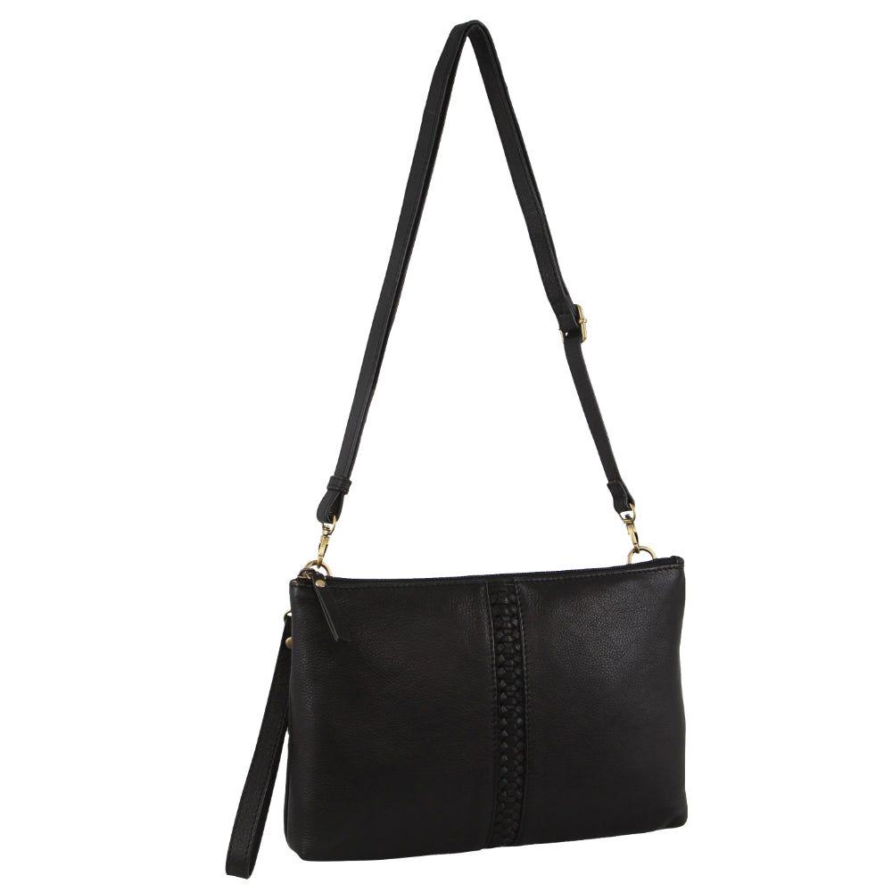 Black Pierre Cardin Leather Wristlet Crossbody Bag | 4721-YZMFE