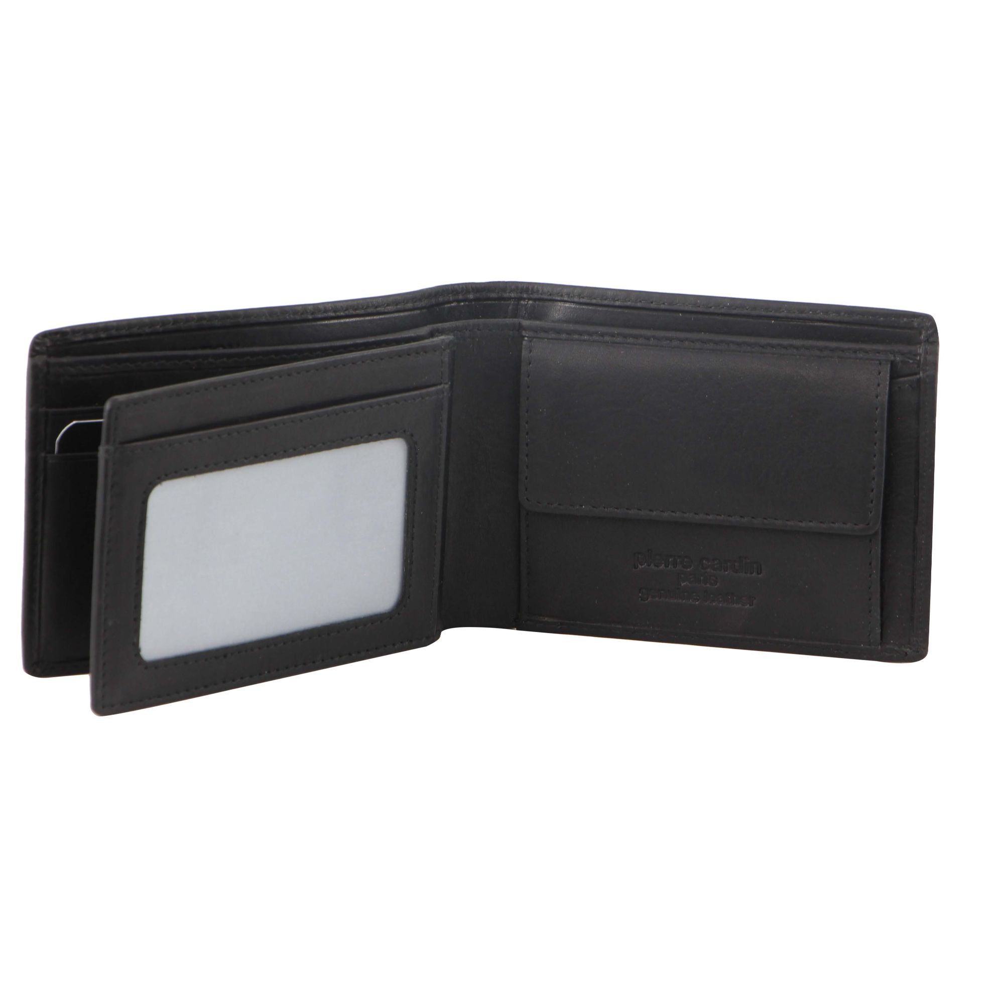 Black Pierre Cardin Rustic Leather Bi-Fold Wallet | 1368-ZTHGM