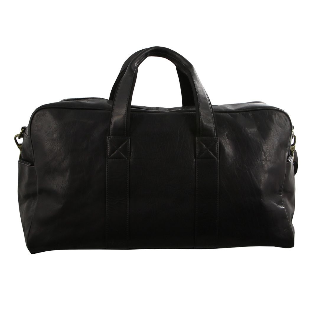 Black Pierre Cardin Rustic Leather Business Overnight Bag | 9218-URQTH