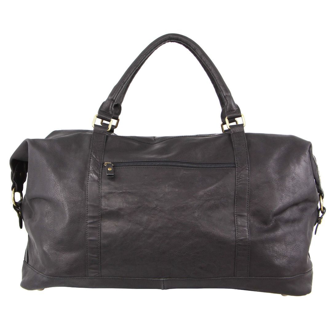 Black Pierre Cardin Rustic Leather Business Overnight Bag | 0245-HFRET