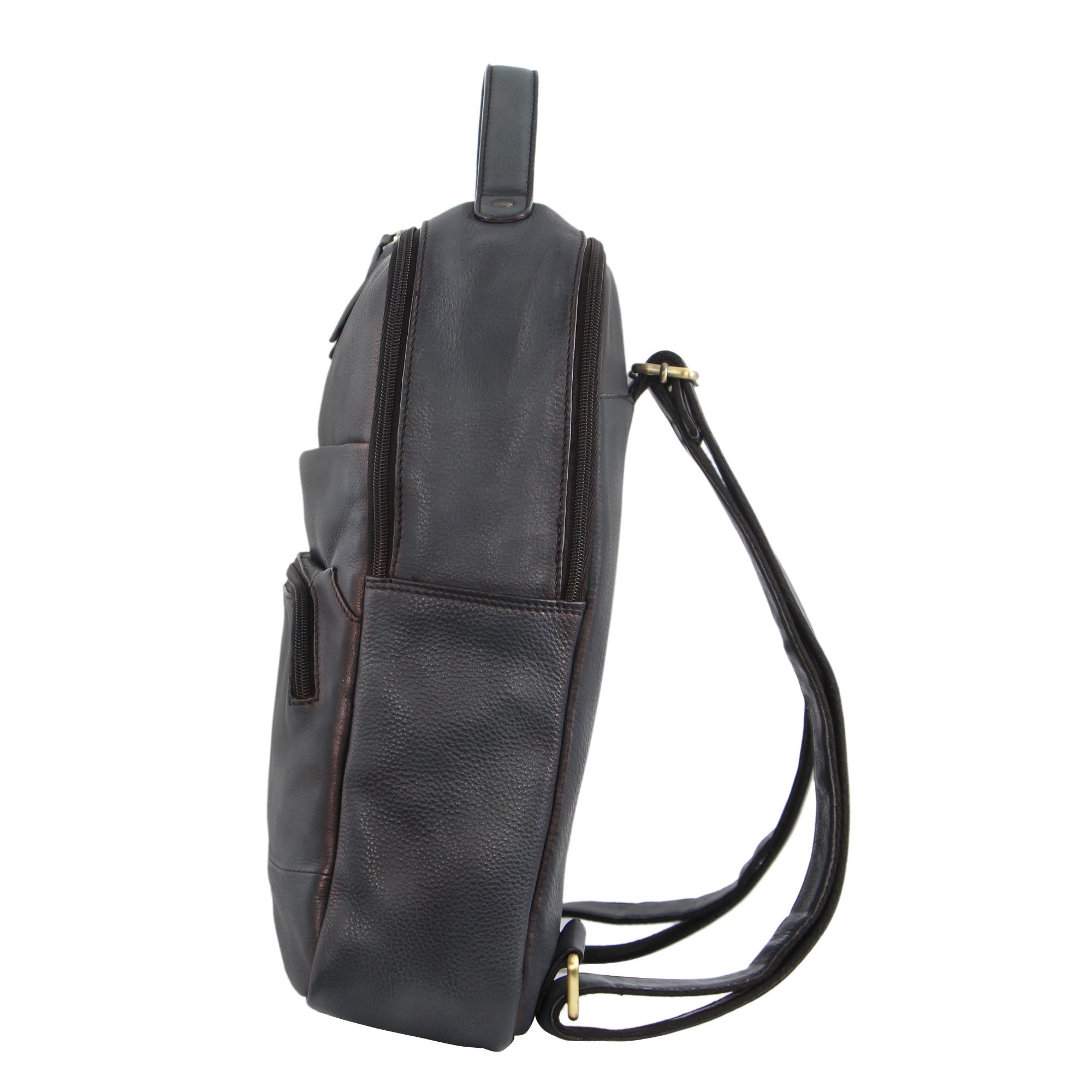 Black Pierre Cardin Rustic Leather Business Backpack Computer Bag | 6851-NLQRY