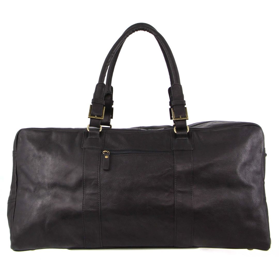 Black Pierre Cardin Rustic Leather Business Overnight Bag | 3657-MBAFY