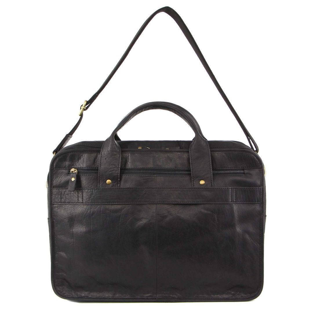 Black Pierre Cardin Rustic Leather Computer Bag | 8974-XTMHI