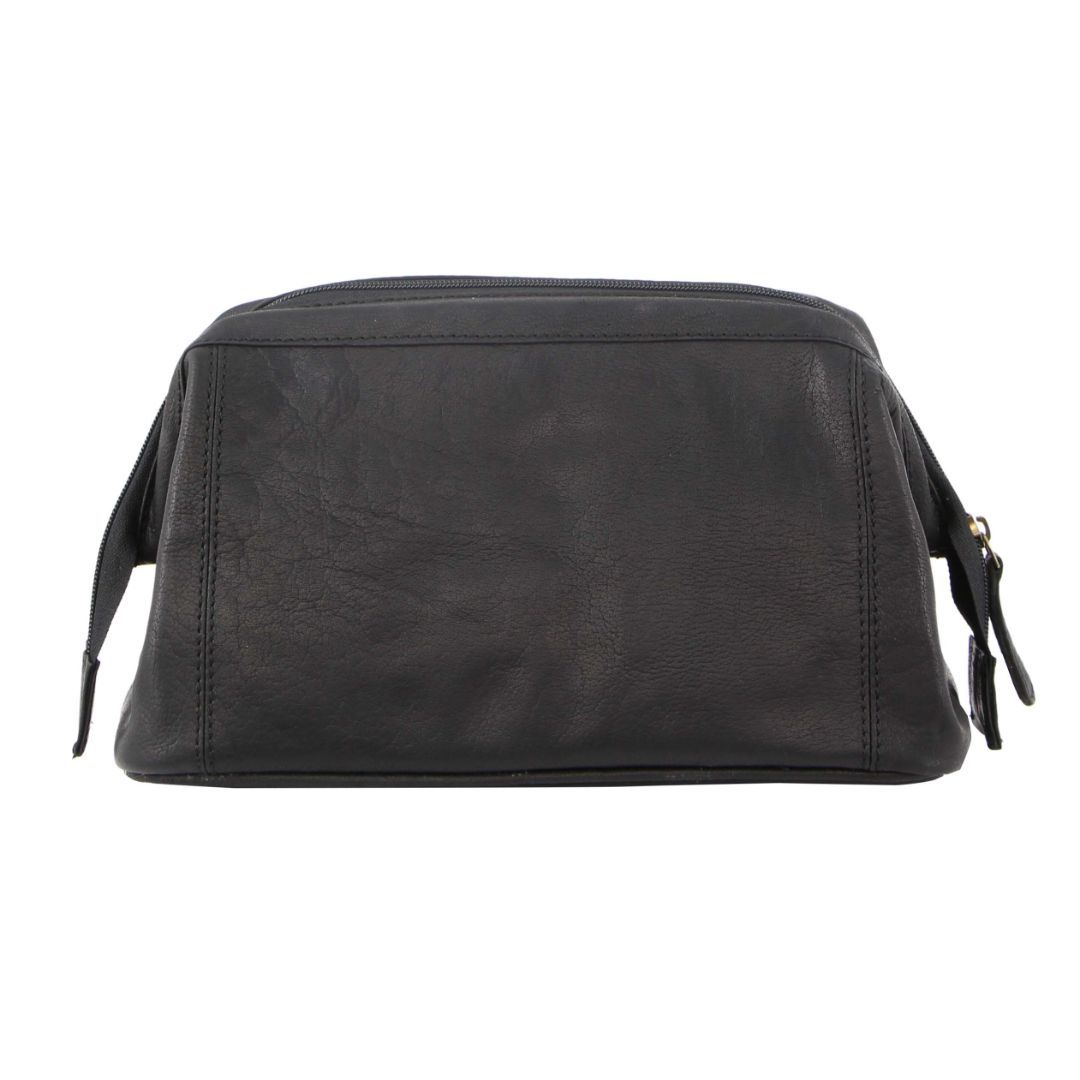 Black Pierre Cardin Rustic Leather Toiletry | 2370-HZTNU