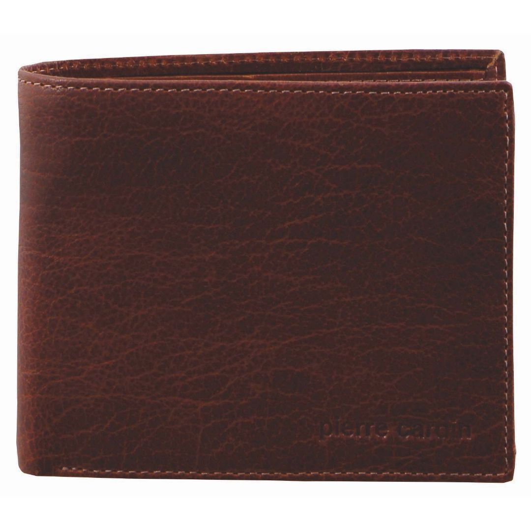 Black Pierre Cardin Rustic Leather Tri-Fold Wallet | 1397-SKFXM