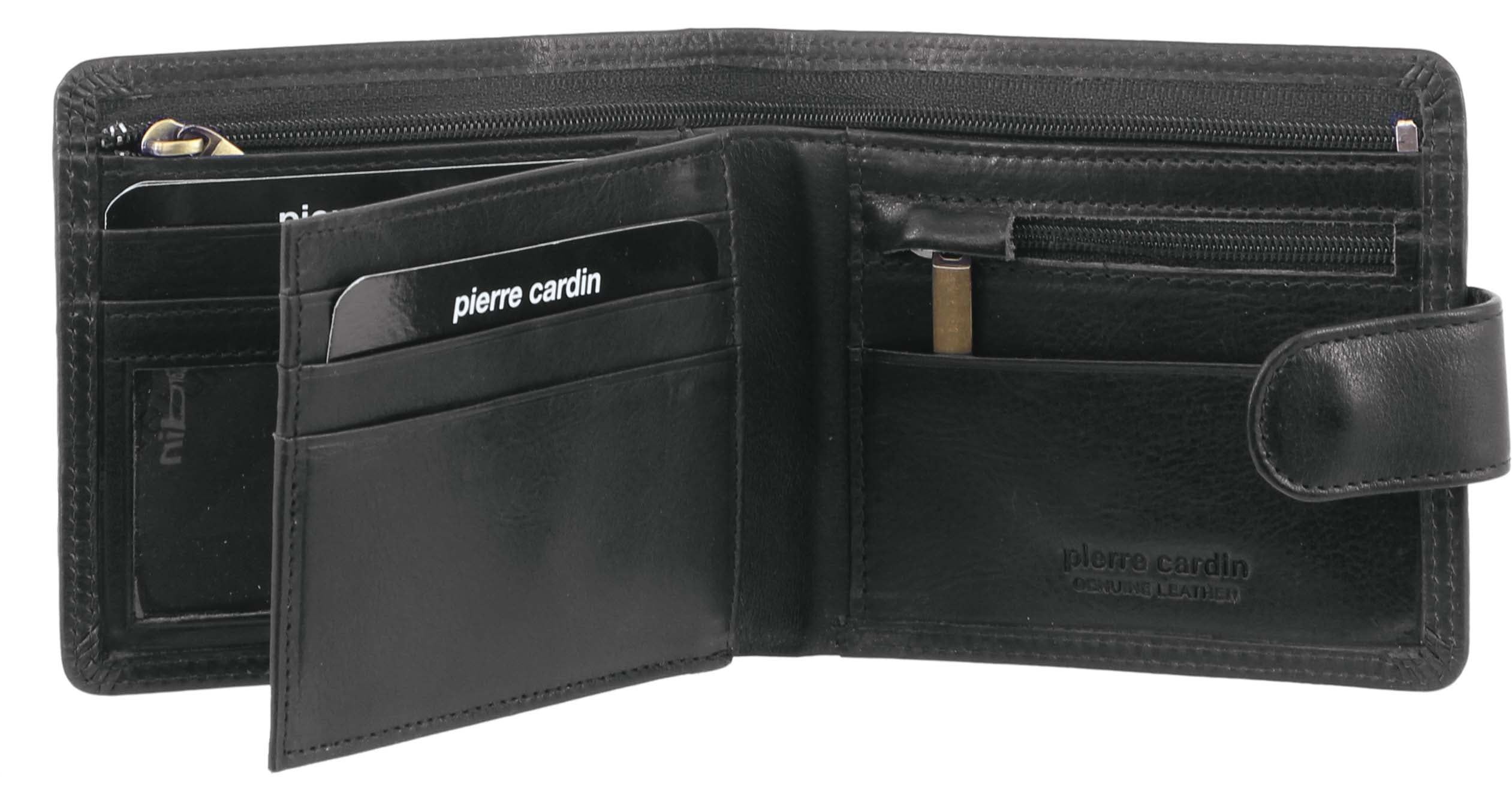 Black Pierre Cardin Rustic Leather Wallet | 1436-QJGVT