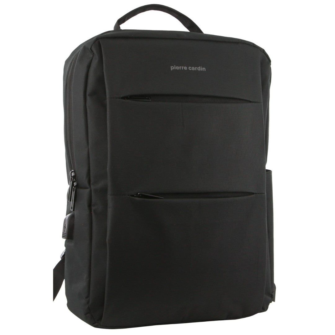 Black Pierre Cardin Travel & Business Backpack with Built-in USB Port | 0568-PKVNG