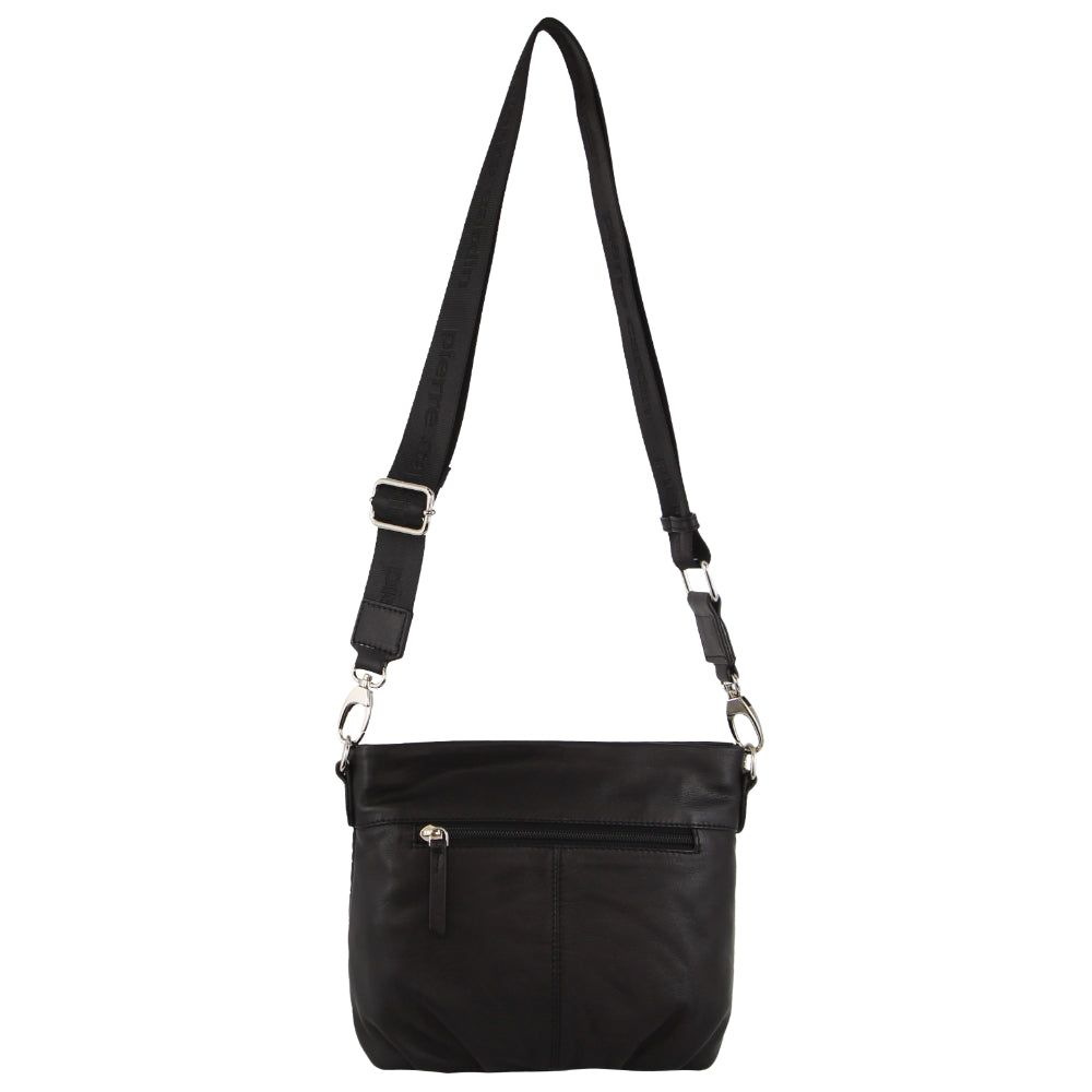 Black Pierre Cardin Webbing Strap Leather Crossbody Bag | 6548-WNYAI