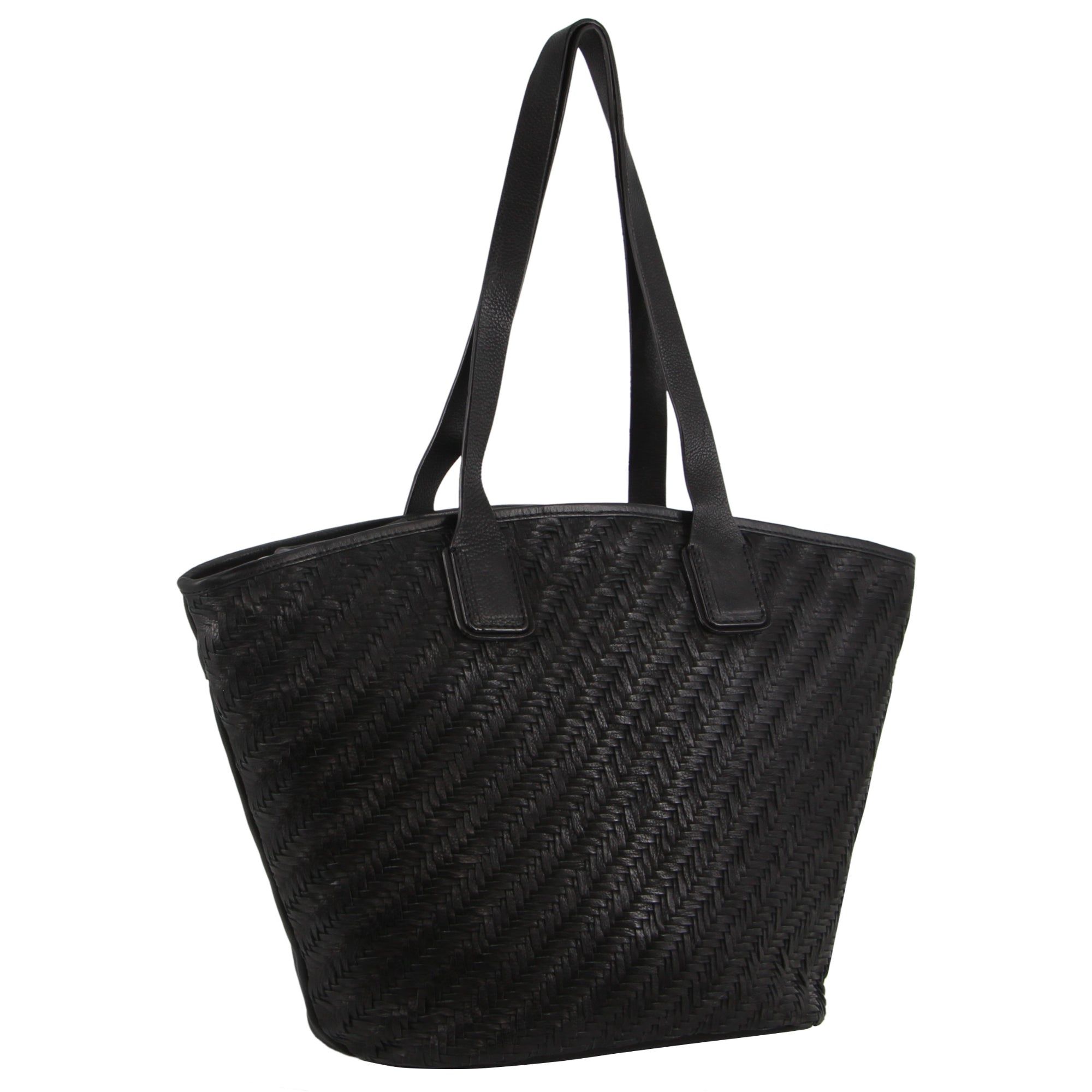 Black Pierre Cardin Woven Embossed Leather Shoulder Bag | 9245-UDIPT