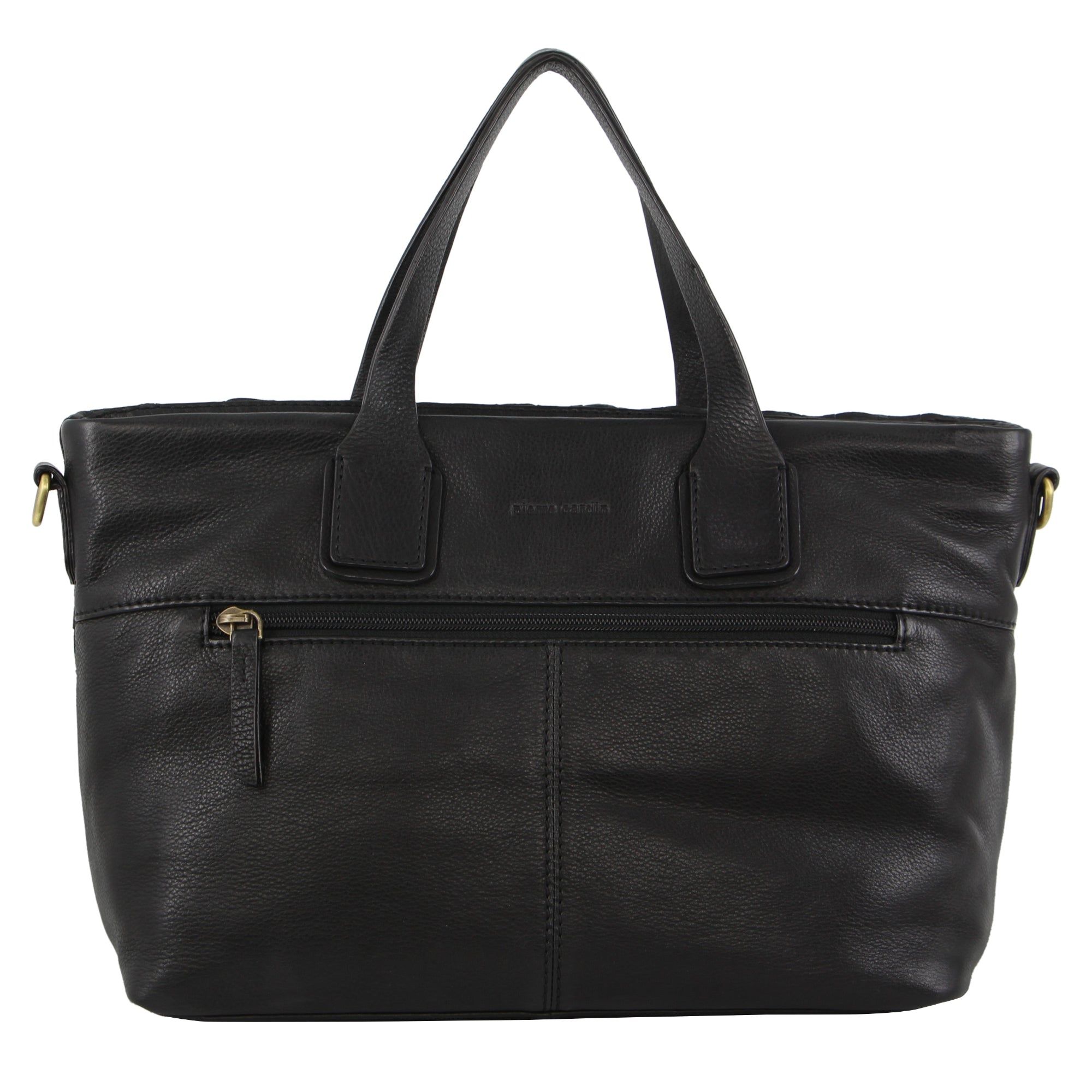 Black Pierre Cardin Woven Embossed Leather Tote Bag | 0945-QKDMH