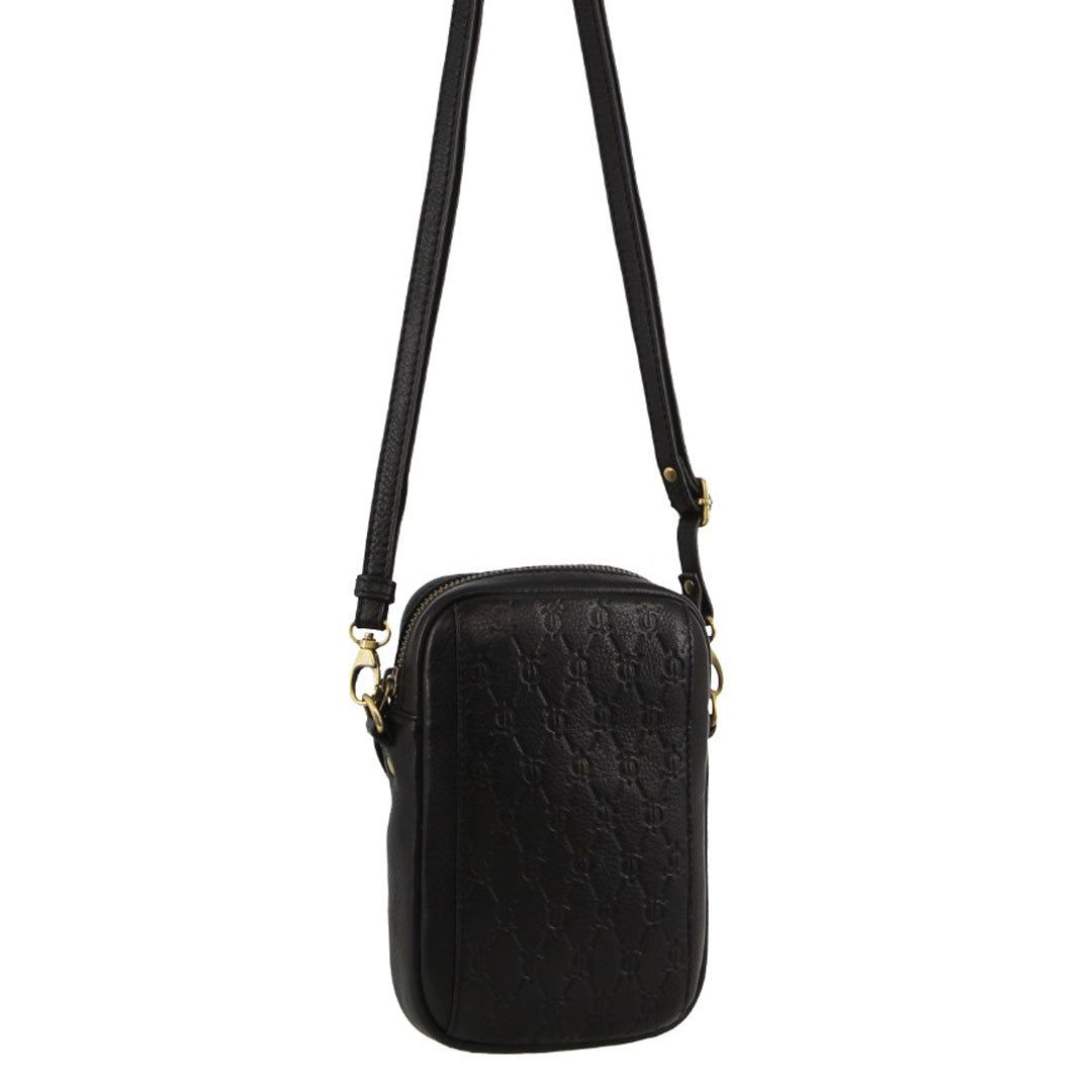 Black Pierre Cardin leather Textured Design Phone Bag | 6079-EYWQP