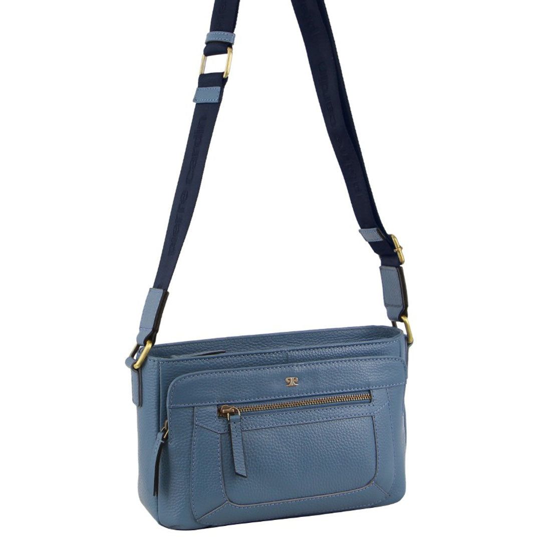 Blue Pierre Cardin Leather Webbing Strap Crossbody Bag | 4051-NDJWK