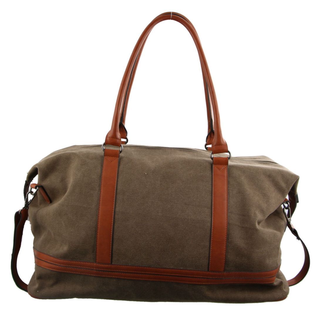 Brown Pierre Cardin Canvas Overnight Bag | 0529-ARFVS