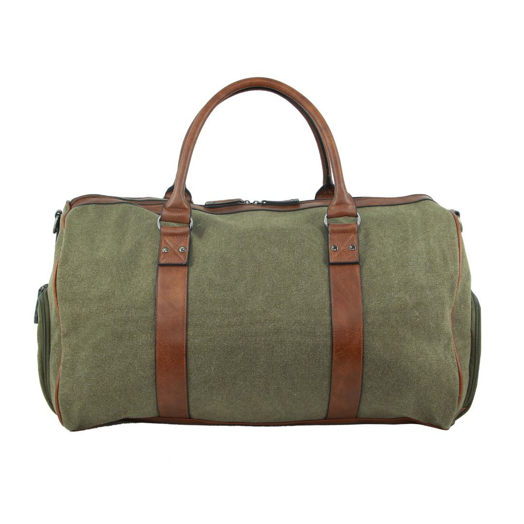 Brown Pierre Cardin Canvas Overnight Duffle Bag | 7483-KRGPV