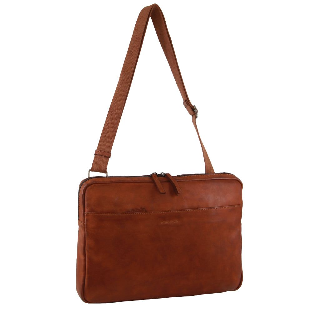 Brown Pierre Cardin Italian Leather Business Computer Bag | 2578-LQORY