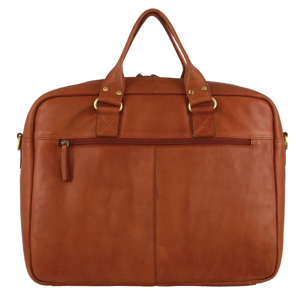 Brown Pierre Cardin Italian Leather Computer Bag | 3947-FVBHS