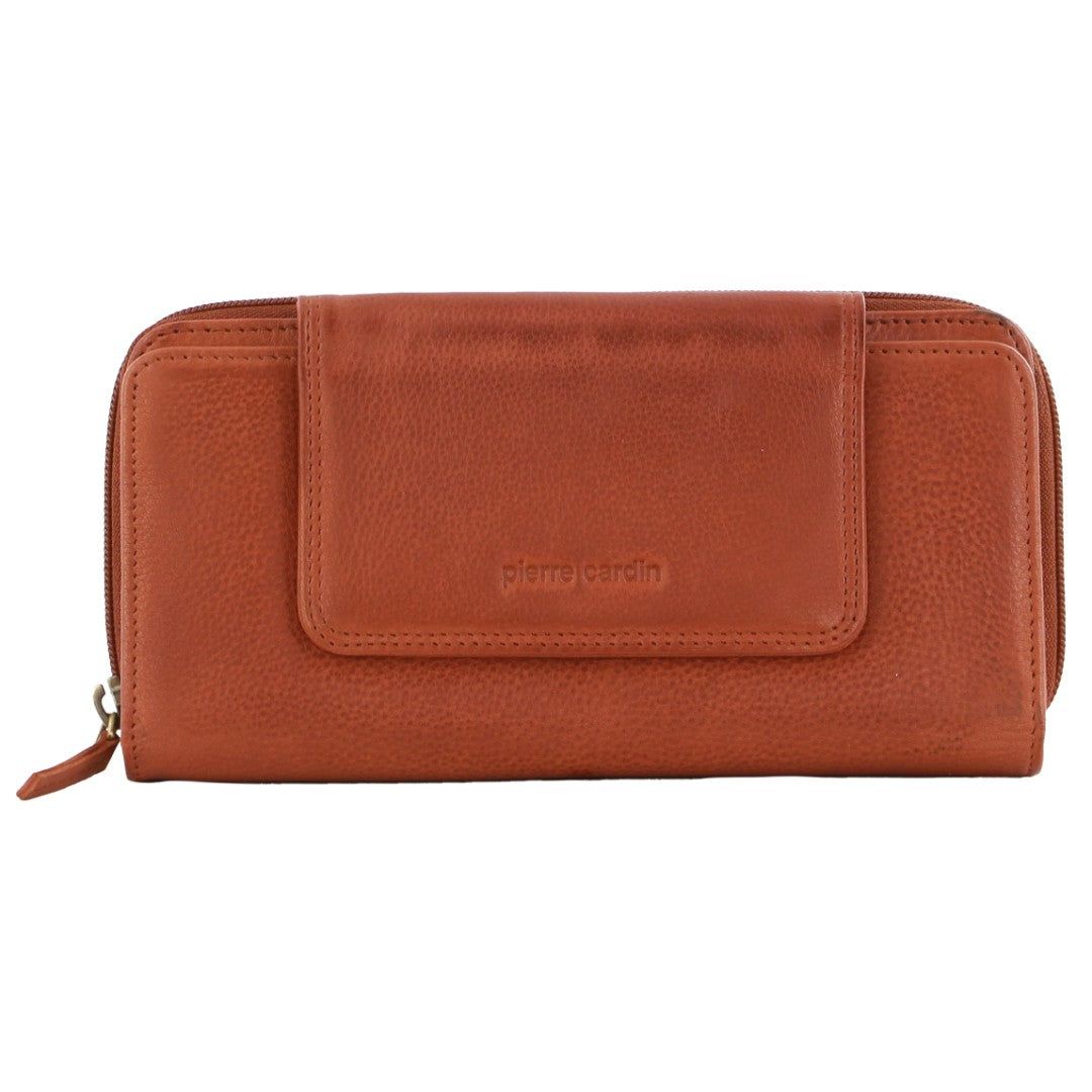 Brown Pierre Cardin Leather Bi-Fold Tab Wallet | 3715-WDZLN