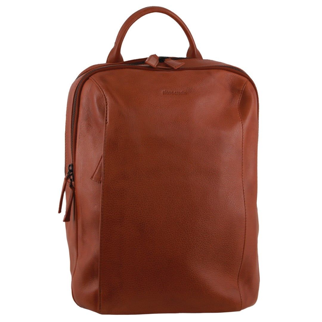 Brown Pierre Cardin Leather Business Laptop Backpack | 2134-ADNHC