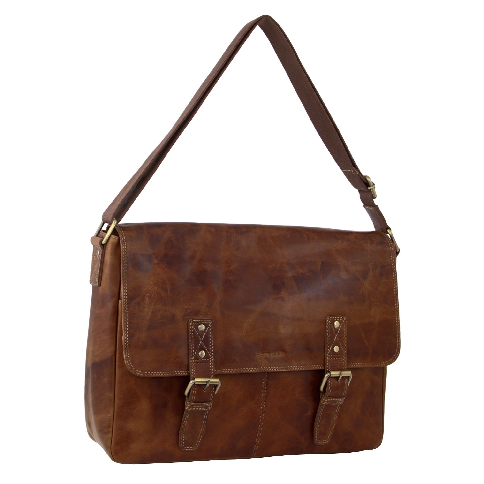 Brown Pierre Cardin Leather Business Satchel | 7415-XDLQJ