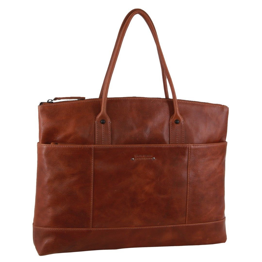 Brown Pierre Cardin Leather Computer Bag | 2764-YGWAR