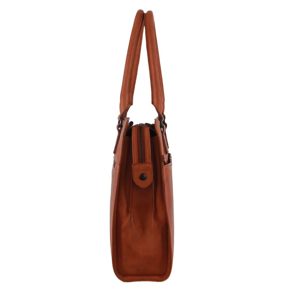 Brown Pierre Cardin Leather Computer Tote Bag | 1826-CBXMR