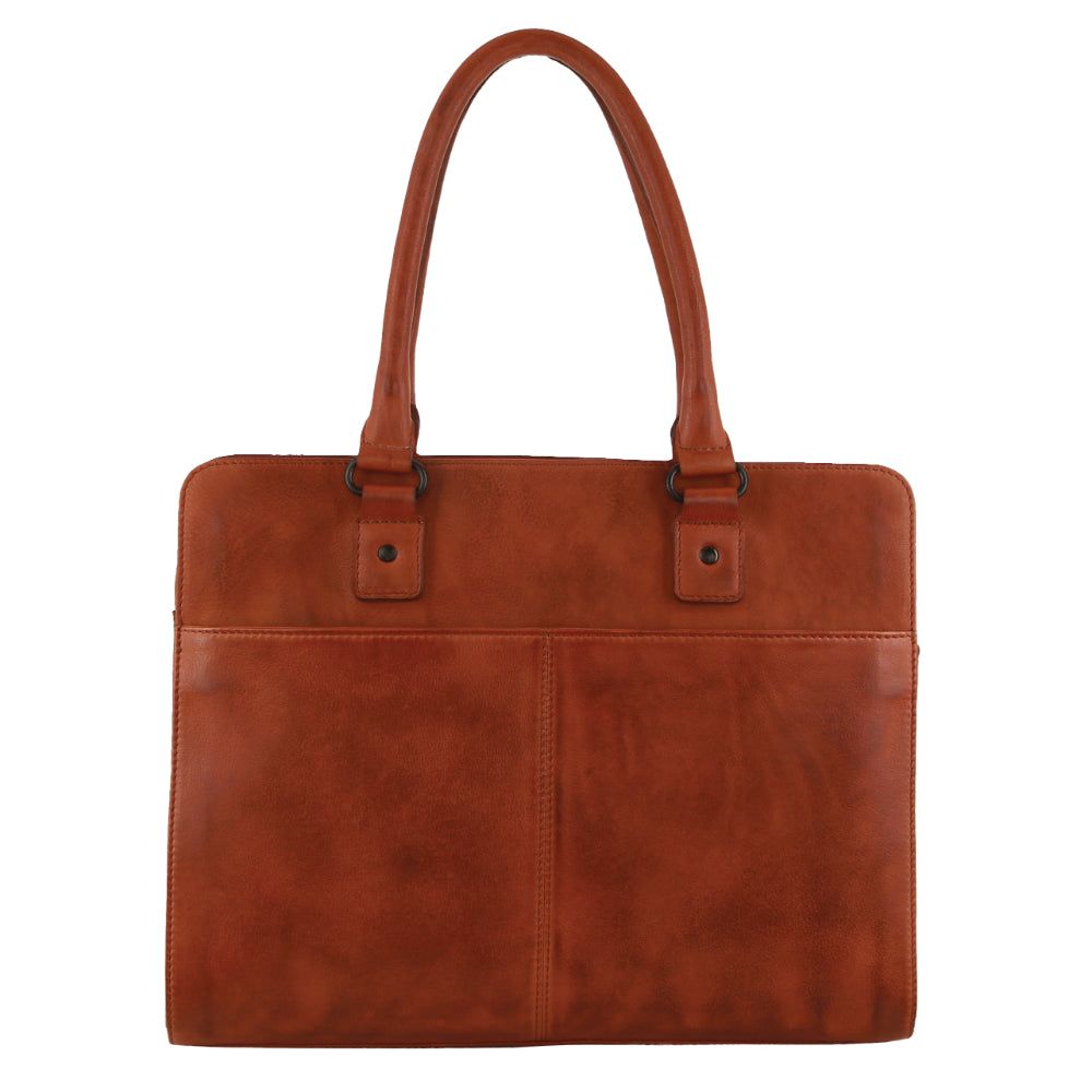 Brown Pierre Cardin Leather Computer Tote Bag | 1826-CBXMR