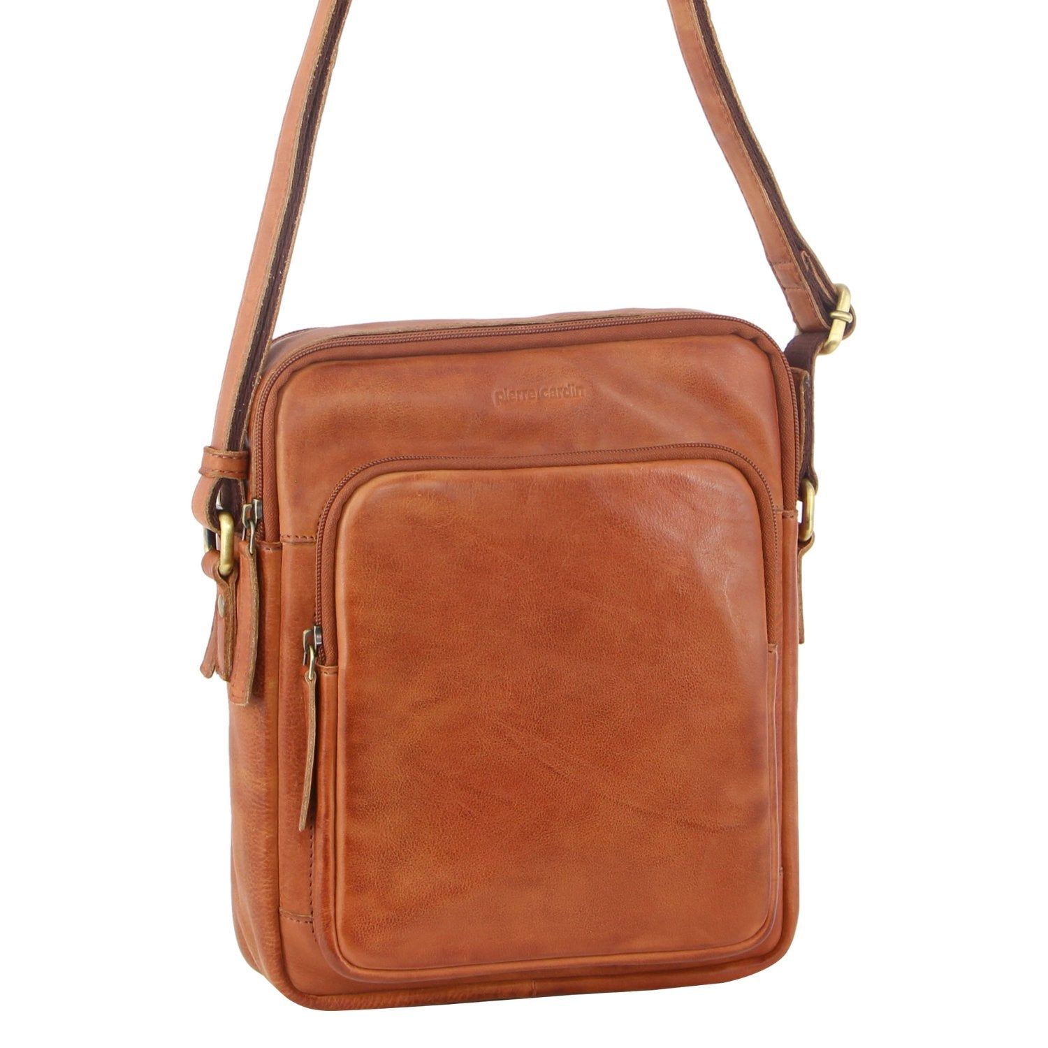 Brown Pierre Cardin Leather Cross-Body Bag | 6327-NWSXY