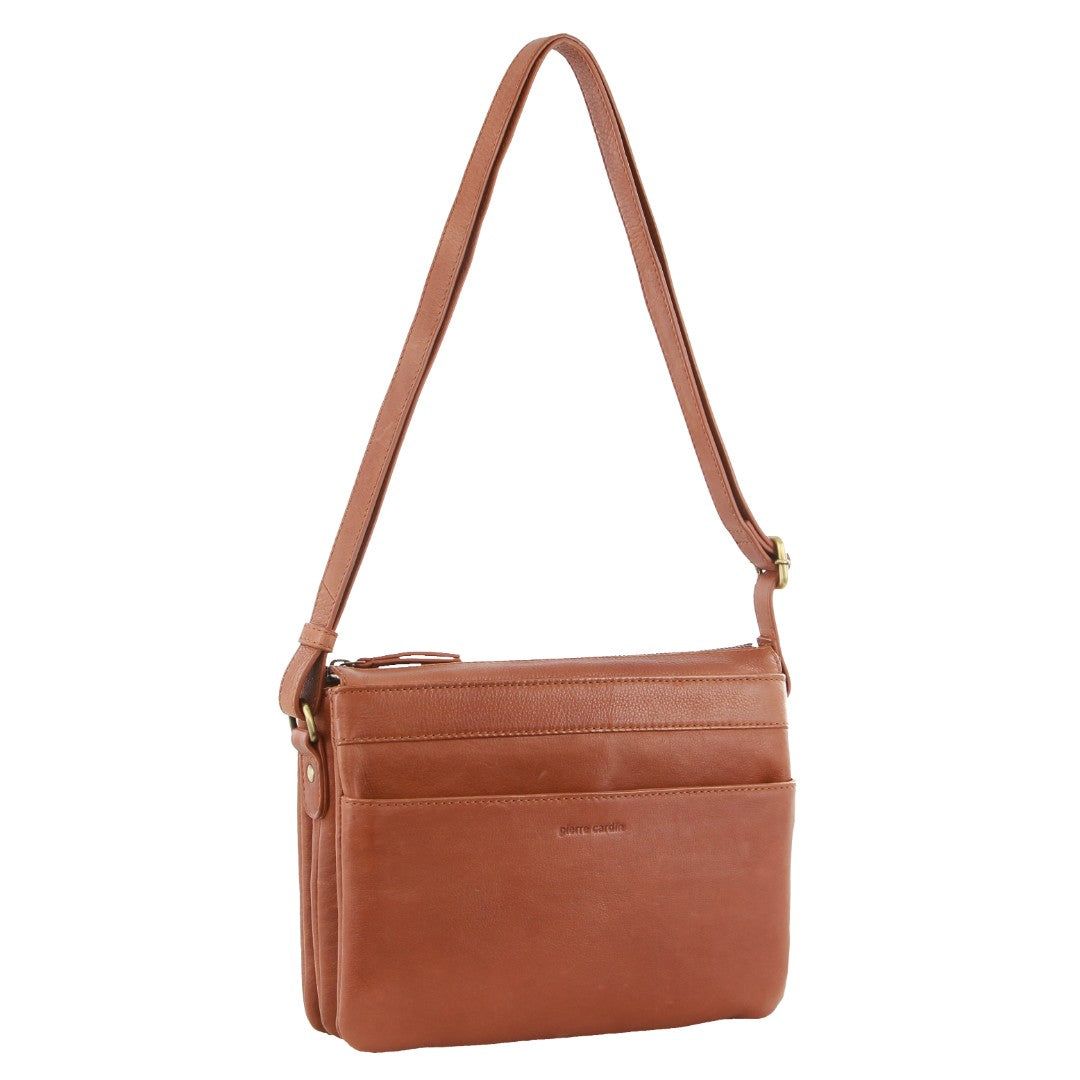 Brown Pierre Cardin Leather Crossbody Bag | 6912-MRZYP