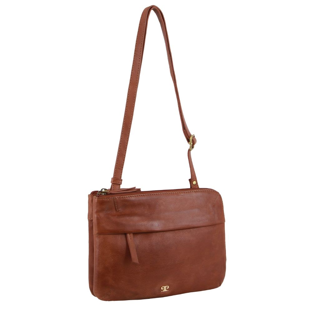 Brown Pierre Cardin Leather Crossbody Bag | 4089-NPQAI