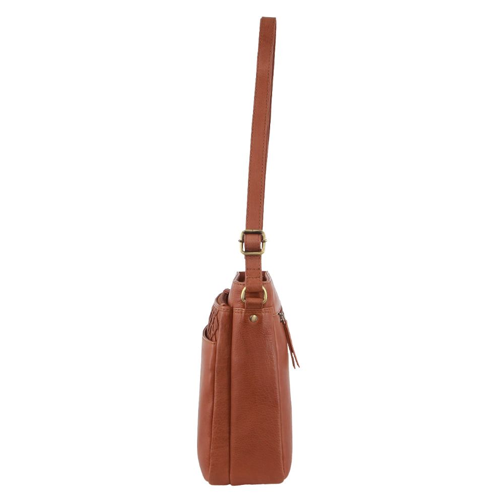 Brown Pierre Cardin Leather Embossed Crossbody Bag | 8042-FHARE