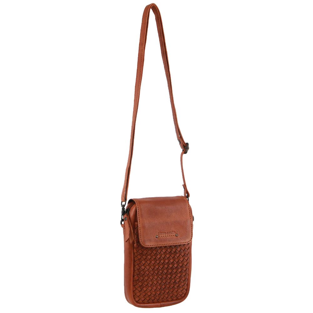 Brown Pierre Cardin Leather Embossed Woven Wallet Bag | 9183-NZOUB