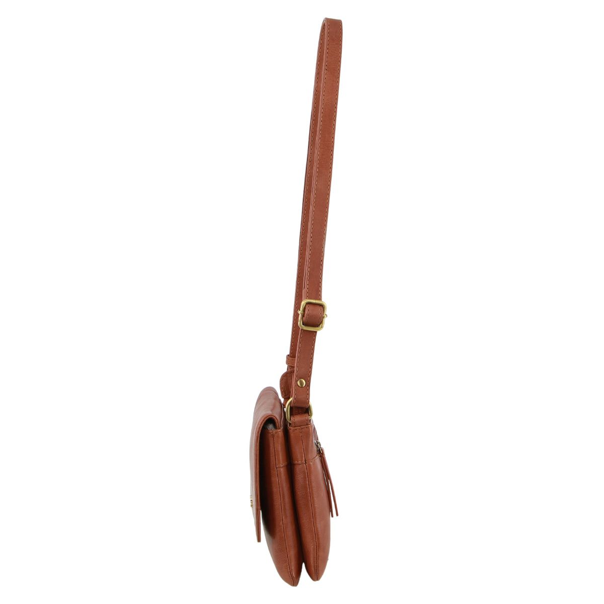 Brown Pierre Cardin Leather Flap-over Crossbody Bag | 2416-MNOEA