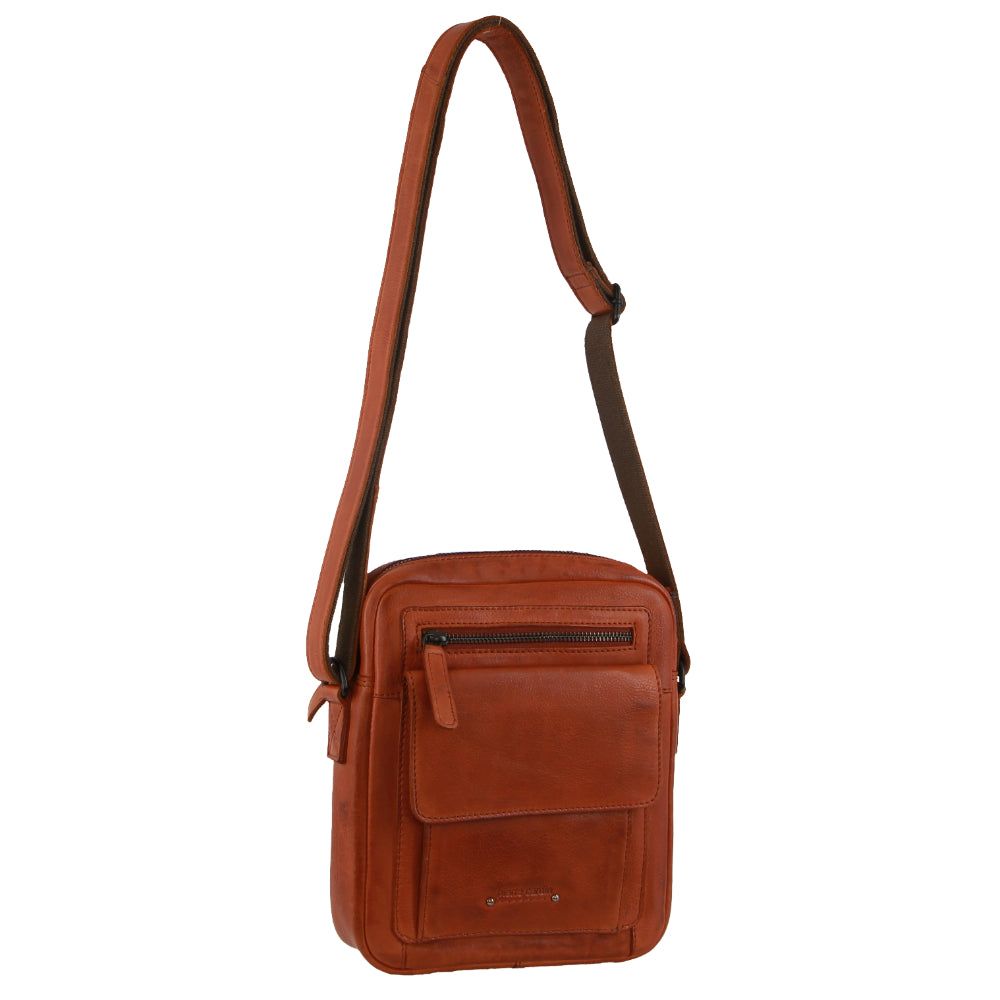 Brown Pierre Cardin Leather Multi-Compartment Cross-Body Bag | 5481-ZOHAQ