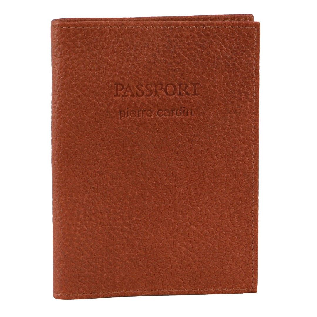 Brown Pierre Cardin Leather Passport Wallet Cover | 0391-QZGAM