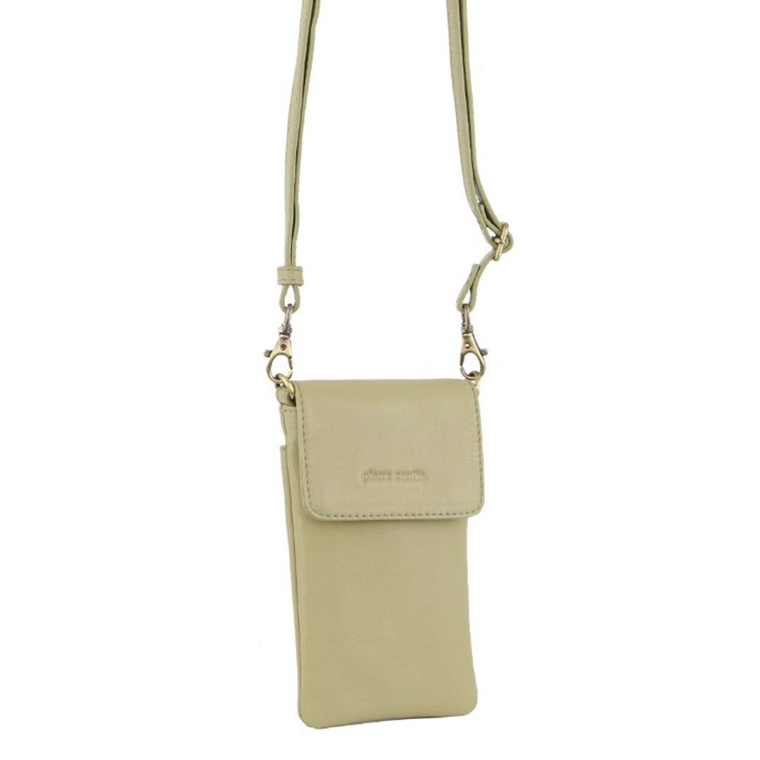 Brown Pierre Cardin Leather Phone Cross-Body Bag | 1698-KUFRP