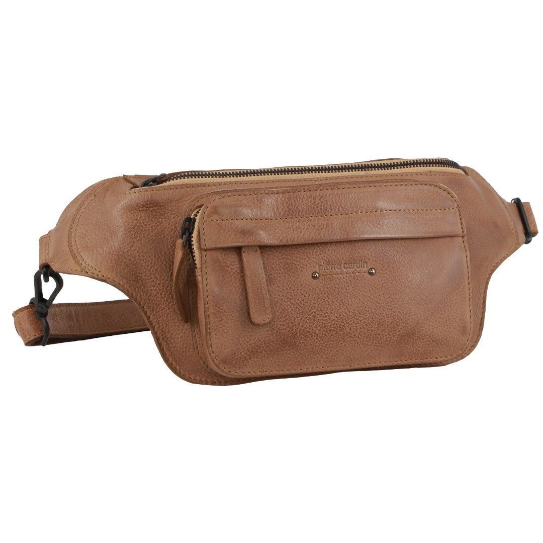 Brown Pierre Cardin Leather Rustic Belt Bag | 9467-HVBKT