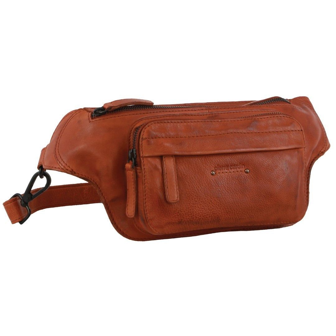 Brown Pierre Cardin Leather Rustic Belt Bag | 9467-HVBKT