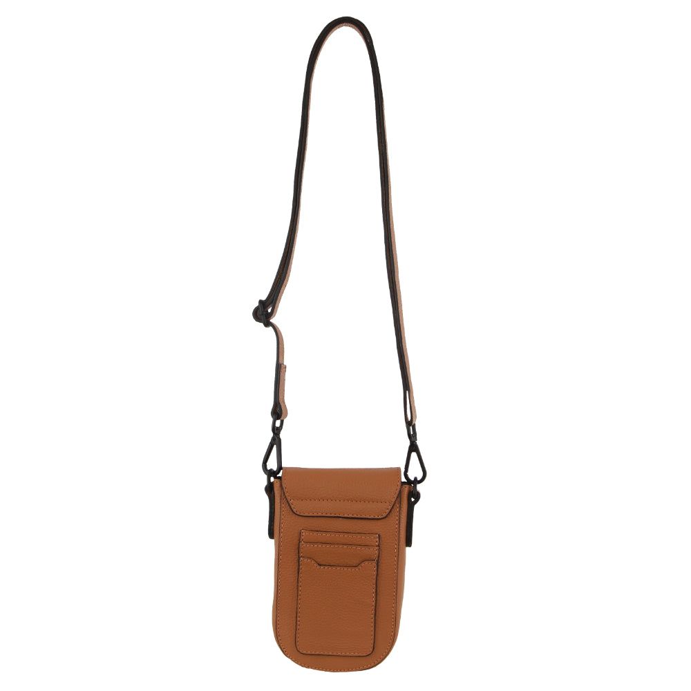 Brown Pierre Cardin Leather Rustic Phone Bag | 6312-CMYIE