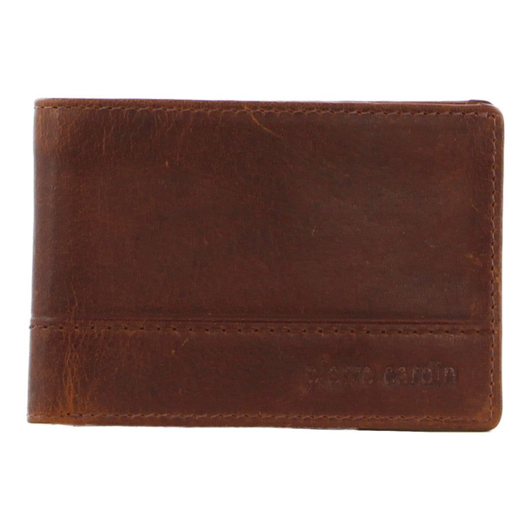 Brown Pierre Cardin Leather Slimline Bi-Fold Wallet | 6205-CQZFM