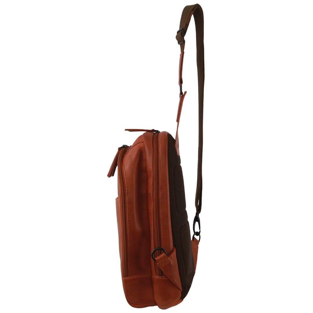 Brown Pierre Cardin Leather Sling Bag | 0694-QRPUH