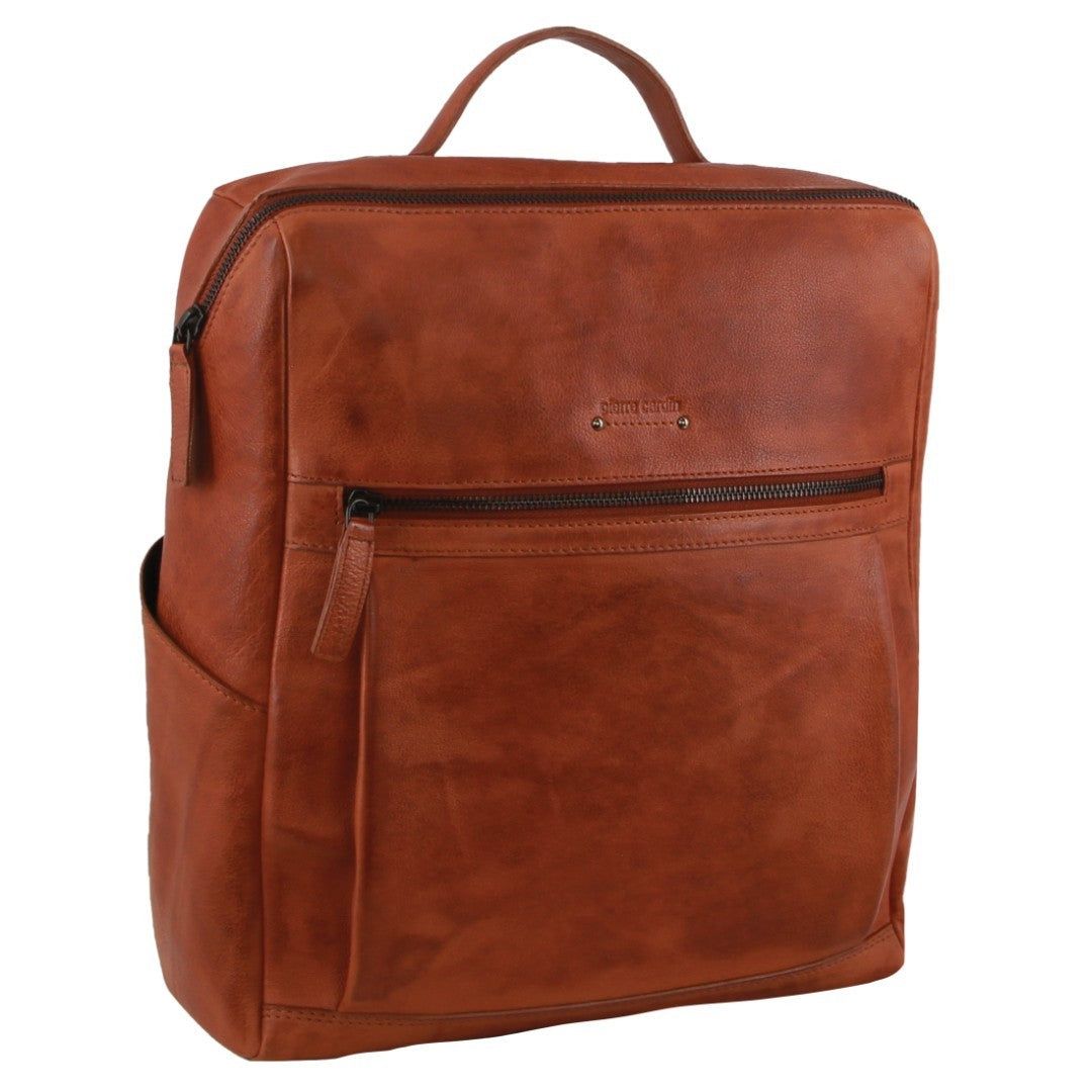 Brown Pierre Cardin Leather Square Backpack | 9825-LQRYD